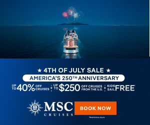 MSC Cruises up to 40% off + up to $250 Bonus Dollars Off - Special cruise offer